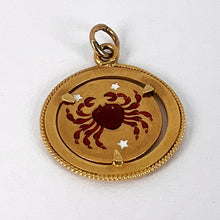 Load image into Gallery viewer, Italian Cancer Crab Zodiac 18K Yellow Gold Enamel Charm Pendant