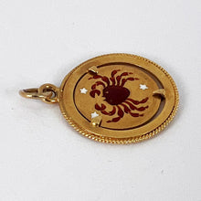 Load image into Gallery viewer, Italian Cancer Crab Zodiac 18K Yellow Gold Enamel Charm Pendant