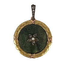 Load image into Gallery viewer, Lucky Star Shagreen 18 Karat Yellow Gold Pearl Diamond Charm Pendant