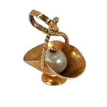 Load image into Gallery viewer, Basket 18K Yellow Gold Pearl Charm Pendant
