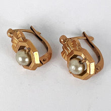 Load image into Gallery viewer, French 18 Karat Yellow Gold Pearl Earrings
