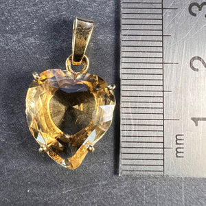 French 18K Yellow Gold Citrine Witch's Heart Charm Pendant