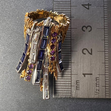 Load image into Gallery viewer, Charles de Temple Sapphire Diamond Amethyst 18K Yellow and White Gold Pinky Ring