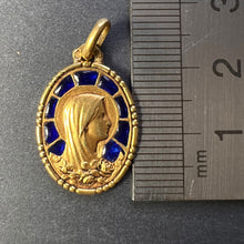 Load image into Gallery viewer, French Virgin Mary Plique A Jour Enamel 18K Yellow Gold Charm Pendant