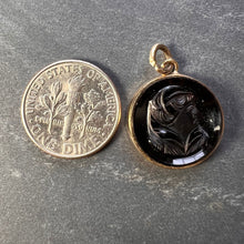 Load image into Gallery viewer, Black Onyx Intaglio 9K Yellow Gold Charm Pendant