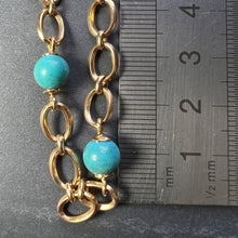 Load image into Gallery viewer, 18 Karat Yellow Gold Turquoise Link Bracelet