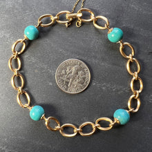 Load image into Gallery viewer, 18 Karat Yellow Gold Turquoise Link Bracelet