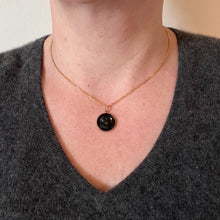 Load image into Gallery viewer, Black Onyx Intaglio 9K Yellow Gold Charm Pendant
