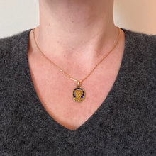 Load image into Gallery viewer, French Virgin Mary Plique A Jour Enamel 18K Yellow Gold Charm Pendant