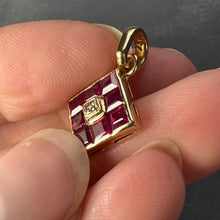 Load image into Gallery viewer, Ruby Diamond 18K Yellow Gold Angled Square Cluster Pendant