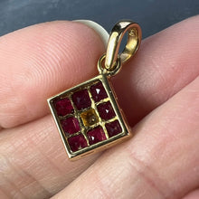 Load image into Gallery viewer, Ruby Diamond 18K Yellow Gold Angled Square Cluster Pendant