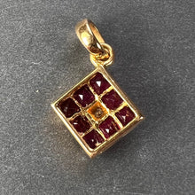 Load image into Gallery viewer, Ruby Diamond 18K Yellow Gold Angled Square Cluster Pendant