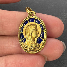 Load image into Gallery viewer, French Virgin Mary Plique A Jour Enamel 18K Yellow Gold Charm Pendant