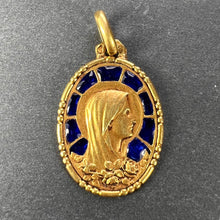 Load image into Gallery viewer, French Virgin Mary Plique A Jour Enamel 18K Yellow Gold Charm Pendant