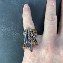 Load image into Gallery viewer, Charles de Temple Sapphire Diamond Amethyst 18K Yellow and White Gold Pinky Ring