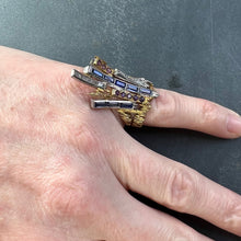 Load image into Gallery viewer, Charles de Temple Sapphire Diamond Amethyst 18K Yellow and White Gold Pinky Ring