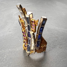 Load image into Gallery viewer, Charles de Temple Sapphire Diamond Amethyst 18K Yellow and White Gold Pinky Ring