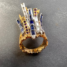 Load image into Gallery viewer, Charles de Temple Sapphire Diamond Amethyst 18K Yellow and White Gold Pinky Ring

