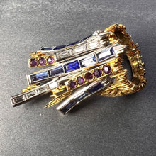 Load image into Gallery viewer, Charles de Temple Sapphire Diamond Amethyst 18K Yellow and White Gold Pinky Ring