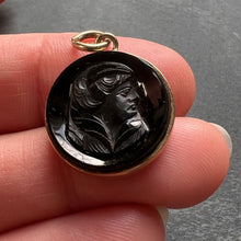 Load image into Gallery viewer, Black Onyx Intaglio 9K Yellow Gold Charm Pendant