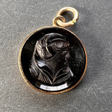 Load image into Gallery viewer, Black Onyx Intaglio 9K Yellow Gold Charm Pendant
