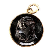 Load image into Gallery viewer, Black Onyx Intaglio 9K Yellow Gold Charm Pendant