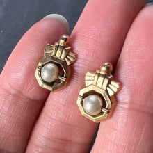 Load image into Gallery viewer, French 18 Karat Yellow Gold Pearl Earrings