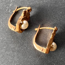 Load image into Gallery viewer, French 18 Karat Yellow Gold Pearl Earrings
