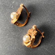 Load image into Gallery viewer, French 18 Karat Yellow Gold Pearl Earrings