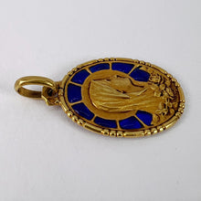 Load image into Gallery viewer, French Virgin Mary Plique A Jour Enamel 18K Yellow Gold Charm Pendant