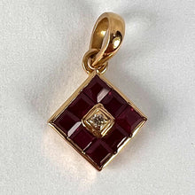 Load image into Gallery viewer, Ruby Diamond 18K Yellow Gold Angled Square Cluster Pendant
