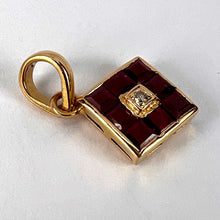 Load image into Gallery viewer, Ruby Diamond 18K Yellow Gold Angled Square Cluster Pendant