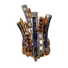 Load image into Gallery viewer, Charles de Temple Sapphire Diamond Amethyst 18K Yellow and White Gold Pinky Ring