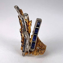 Load image into Gallery viewer, Charles de Temple Sapphire Diamond Amethyst 18K Yellow and White Gold Pinky Ring