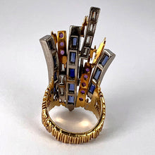 Load image into Gallery viewer, Charles de Temple Sapphire Diamond Amethyst 18K Yellow and White Gold Pinky Ring