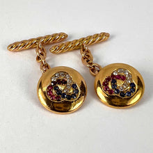 Load image into Gallery viewer, Ruby Sapphire and Diamond Trefoil 14K Yellow Gold Cufflinks