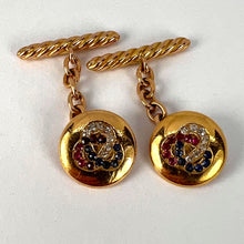 Load image into Gallery viewer, Ruby Sapphire and Diamond Trefoil 14K Yellow Gold Cufflinks