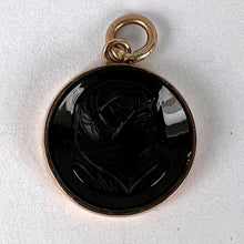 Load image into Gallery viewer, Black Onyx Intaglio 9K Yellow Gold Charm Pendant
