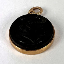 Load image into Gallery viewer, Black Onyx Intaglio 9K Yellow Gold Charm Pendant