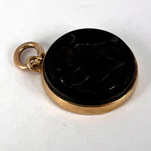 Load image into Gallery viewer, Black Onyx Intaglio 9K Yellow Gold Charm Pendant