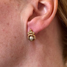Load image into Gallery viewer, French 18 Karat Yellow Gold Pearl Earrings