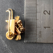 Load image into Gallery viewer, French Wheelbarrow with Flowers 18K Yellow Gold Charm Pendant