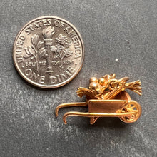 Load image into Gallery viewer, French Wheelbarrow with Flowers 18K Yellow Gold Charm Pendant