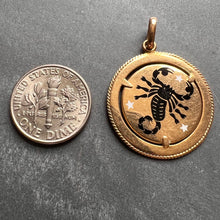 Load image into Gallery viewer, Italian Zodiac Scorpio Starsign 18K Yellow Gold Enamel Charm Pendant