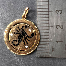 Load image into Gallery viewer, Italian Zodiac Scorpio Starsign 18K Yellow Gold Enamel Charm Pendant