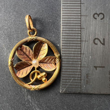 Load image into Gallery viewer, French Lucky Shamrock Four Leaf Clover 18K Yellow Gold Pearl Charm Pendant