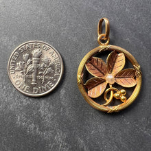 Load image into Gallery viewer, French Lucky Shamrock Four Leaf Clover 18K Yellow Gold Pearl Charm Pendant