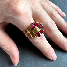 Load image into Gallery viewer, French Retro Buckle 18K Yellow Gold Ruby Ring