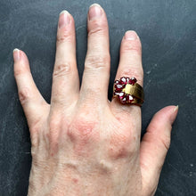 Load image into Gallery viewer, French Retro Buckle 18K Yellow Gold Ruby Ring