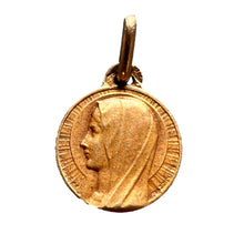 Load image into Gallery viewer, French Virgin Mary Notre Dame of Lourdes 18K Yellow Gold Charm Pendant